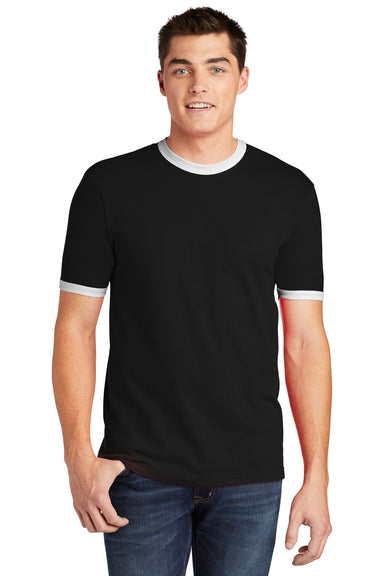 American Apparel 2410W Mens Fine Jersey Short Sleeve Crewneck T-Shirt Black Front