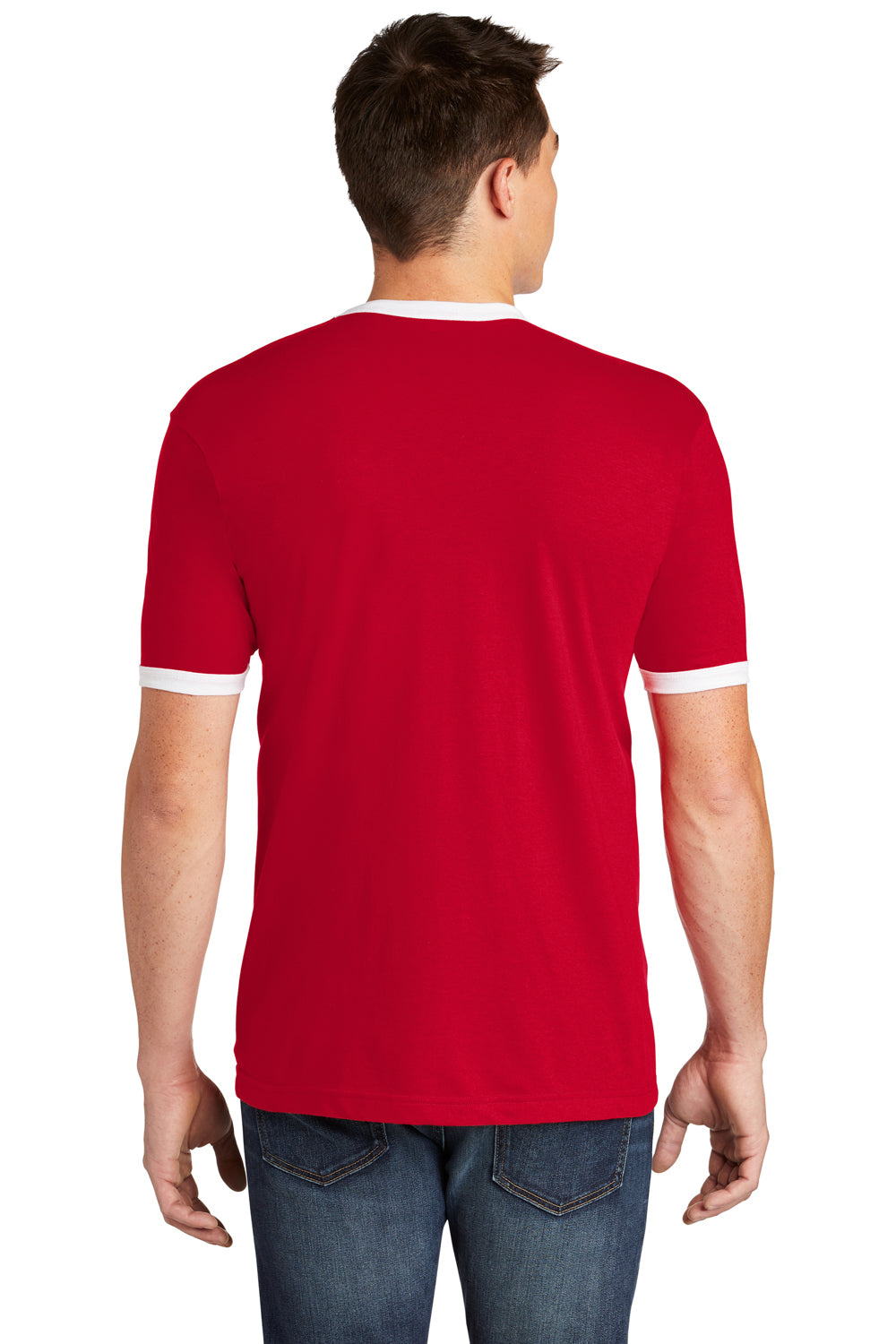 American Apparel 2410W Mens Fine Jersey Short Sleeve Crewneck T-Shirt Red Back