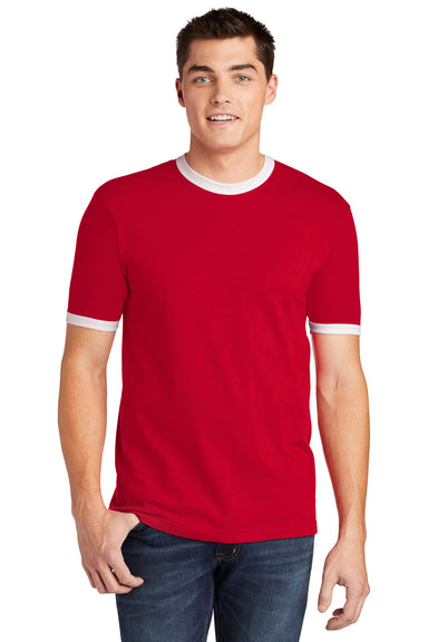 American Apparel 2410W Mens Fine Jersey Short Sleeve Crewneck T-Shirt Red Front