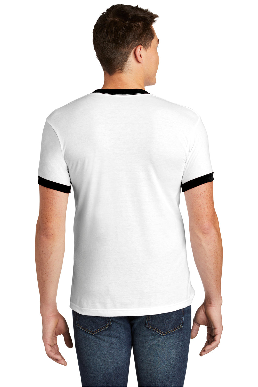 American Apparel 2410W Mens Fine Jersey Short Sleeve Crewneck T-Shirt White/Black Back