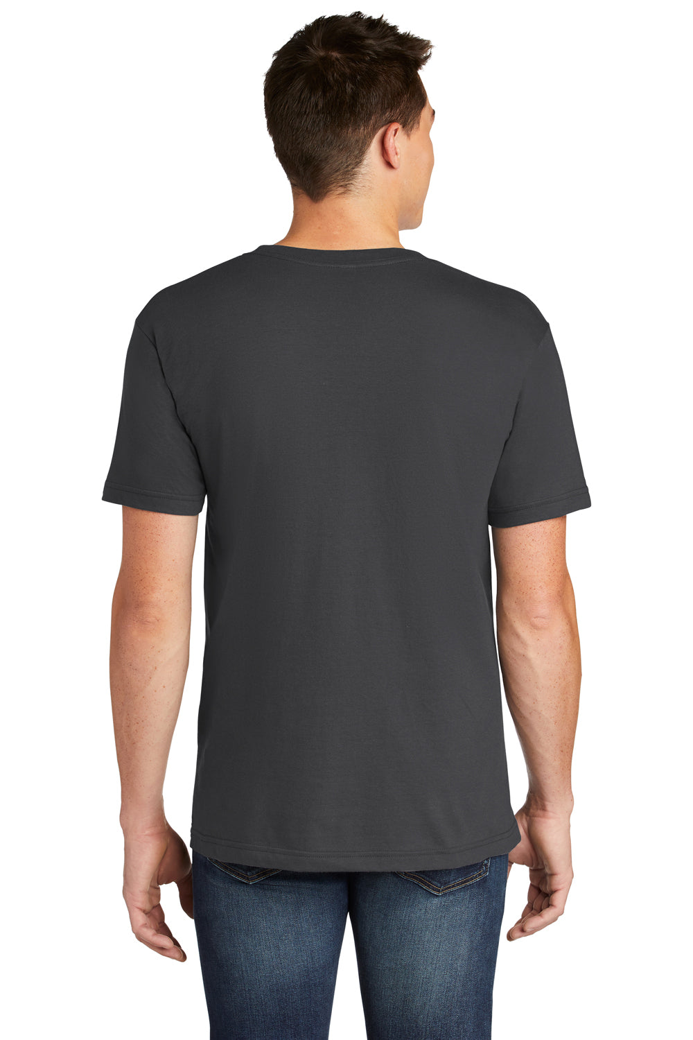 American Apparel Mens Fine Jersey Short Sleeve V-Neck T-Shirt Asphalt Grey Side