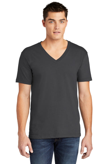 American Apparel Mens Fine Jersey Short Sleeve V-Neck T-Shirt Asphalt Grey Front