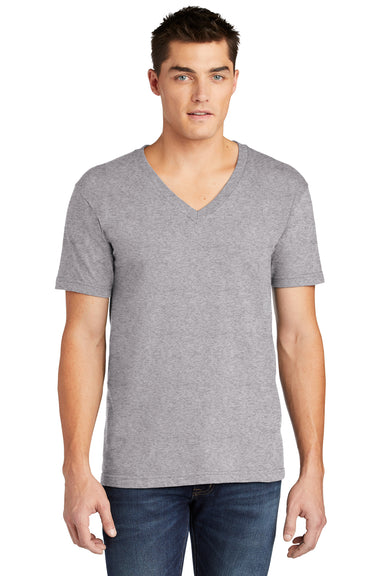 American Apparel Mens Fine Jersey Short Sleeve V-Neck T-Shirt Heather Grey Front
