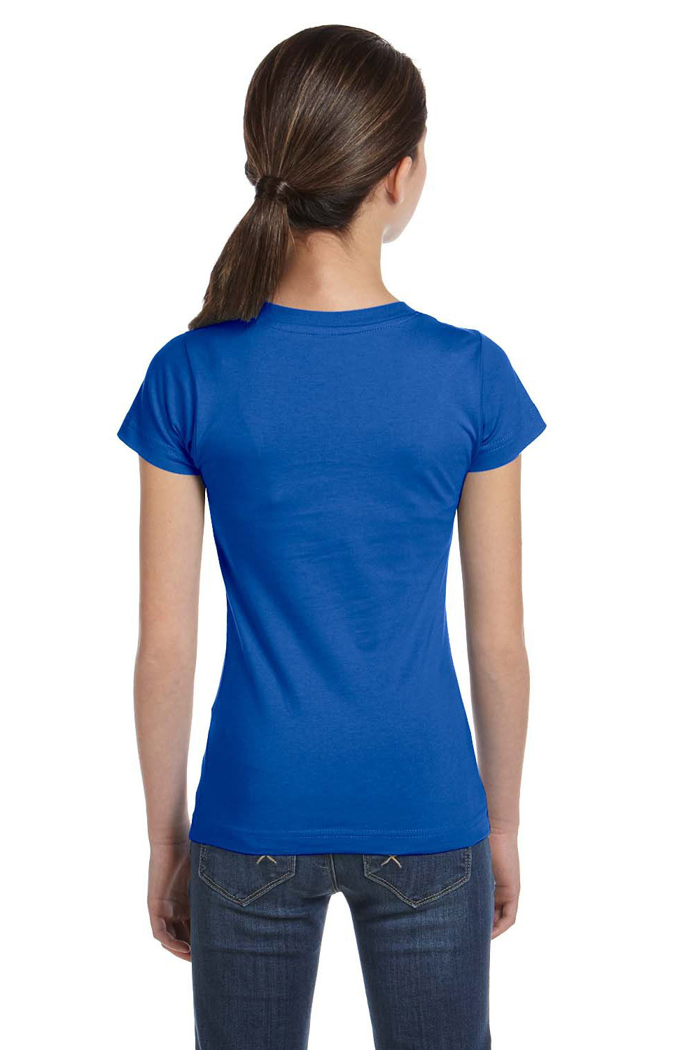 LAT 2616 Youth Fine Jersey Short Sleeve Crewneck T-Shirt Royal Blue Back