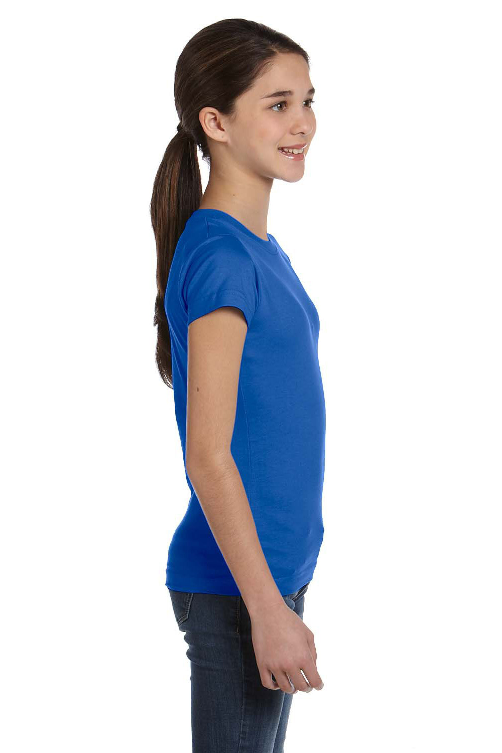 LAT 2616 Youth Fine Jersey Short Sleeve Crewneck T-Shirt Royal Blue Side