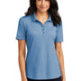 Port Authority Womens Moisture Wicking Fine Pique Short Sleeve Polo Shirt - Heather Aegean Blue