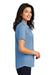 Port Authority Womens Fine Pique Short Sleeve Polo Shirt Heather Aegean Blue Side