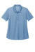 Port Authority Womens Fine Pique Short Sleeve Polo Shirt Heather Aegean Blue Flat Front