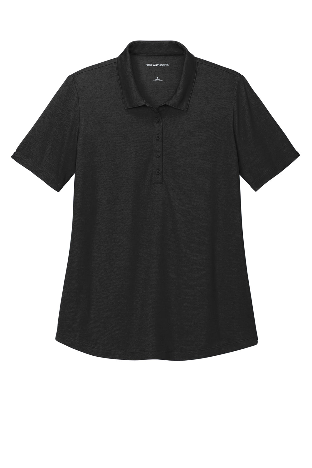 Port Authority Womens Fine Pique Short Sleeve Polo Shirt Heather Black Flat Front
