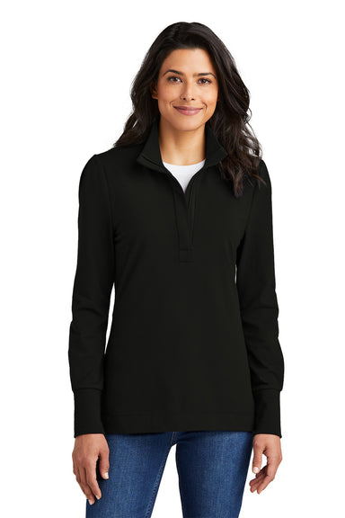 Port Authority Womens Fairway 1/4 Zip Sweatshirt Deep Black Front