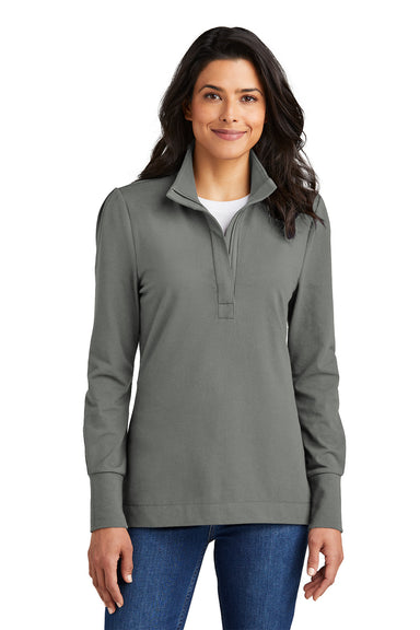 Port Authority Womens Fairway 1/4 Zip Sweatshirt Shadow Grey Front