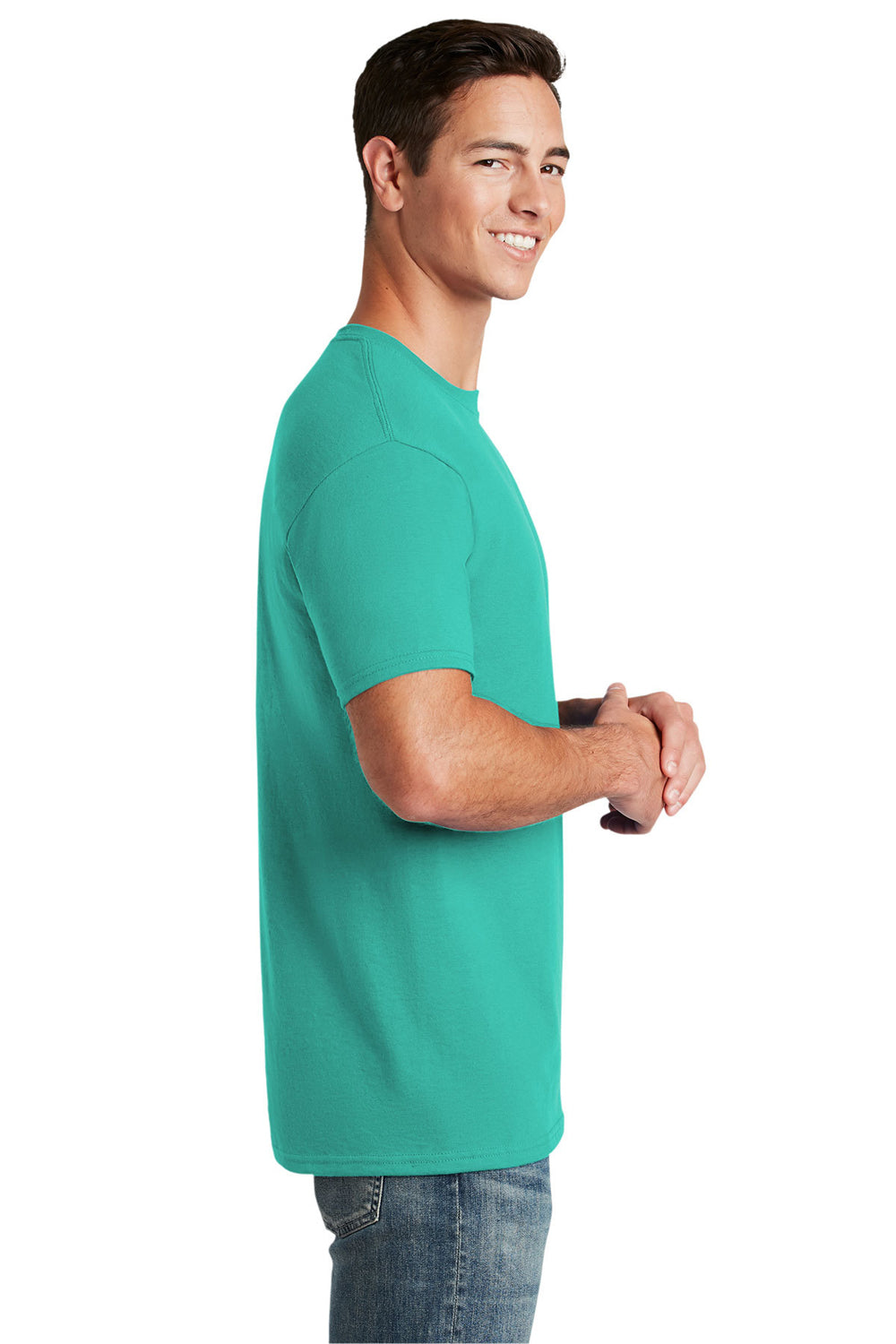 Jerzees 29M/29MR/29MT Mens Dri-Power Moisture Wicking Short Sleeve Crewneck T-Shirt Cool Mint Green Side