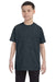 Jerzees 29B Youth Dri-Power Moisture Wicking Short Sleeve Crewneck T-Shirt Heather Black Front