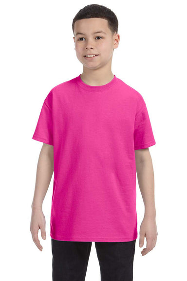 Jerzees 29B Youth Dri-Power Moisture Wicking Short Sleeve Crewneck T-Shirt Cyber Pink Front