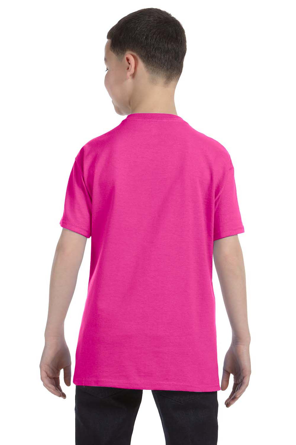 Jerzees 29B Youth Dri-Power Moisture Wicking Short Sleeve Crewneck T-Shirt Cyber Pink Back