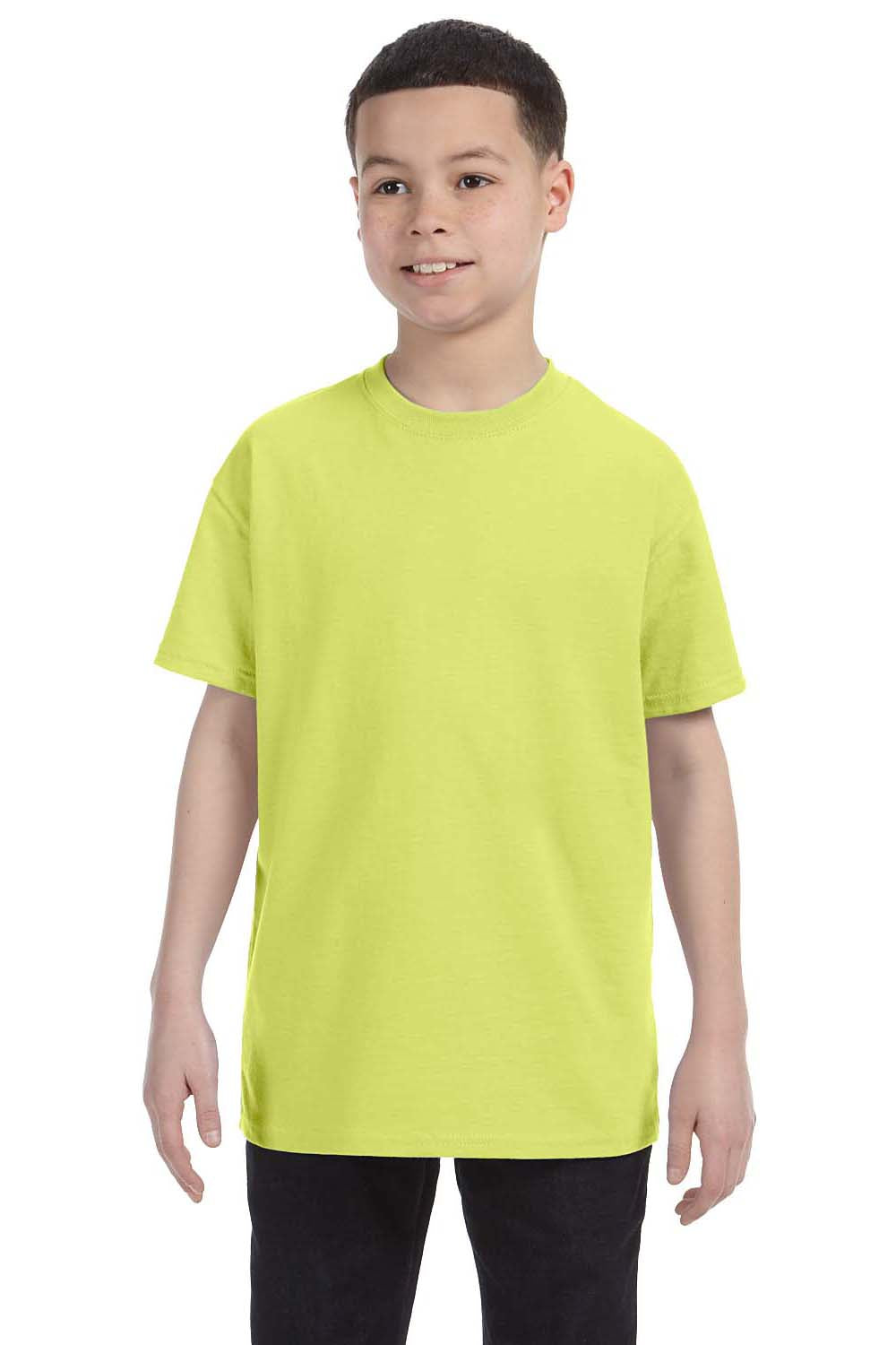 Jerzees 29B Youth Dri-Power Moisture Wicking Short Sleeve Crewneck T-Shirt Safety Green Front