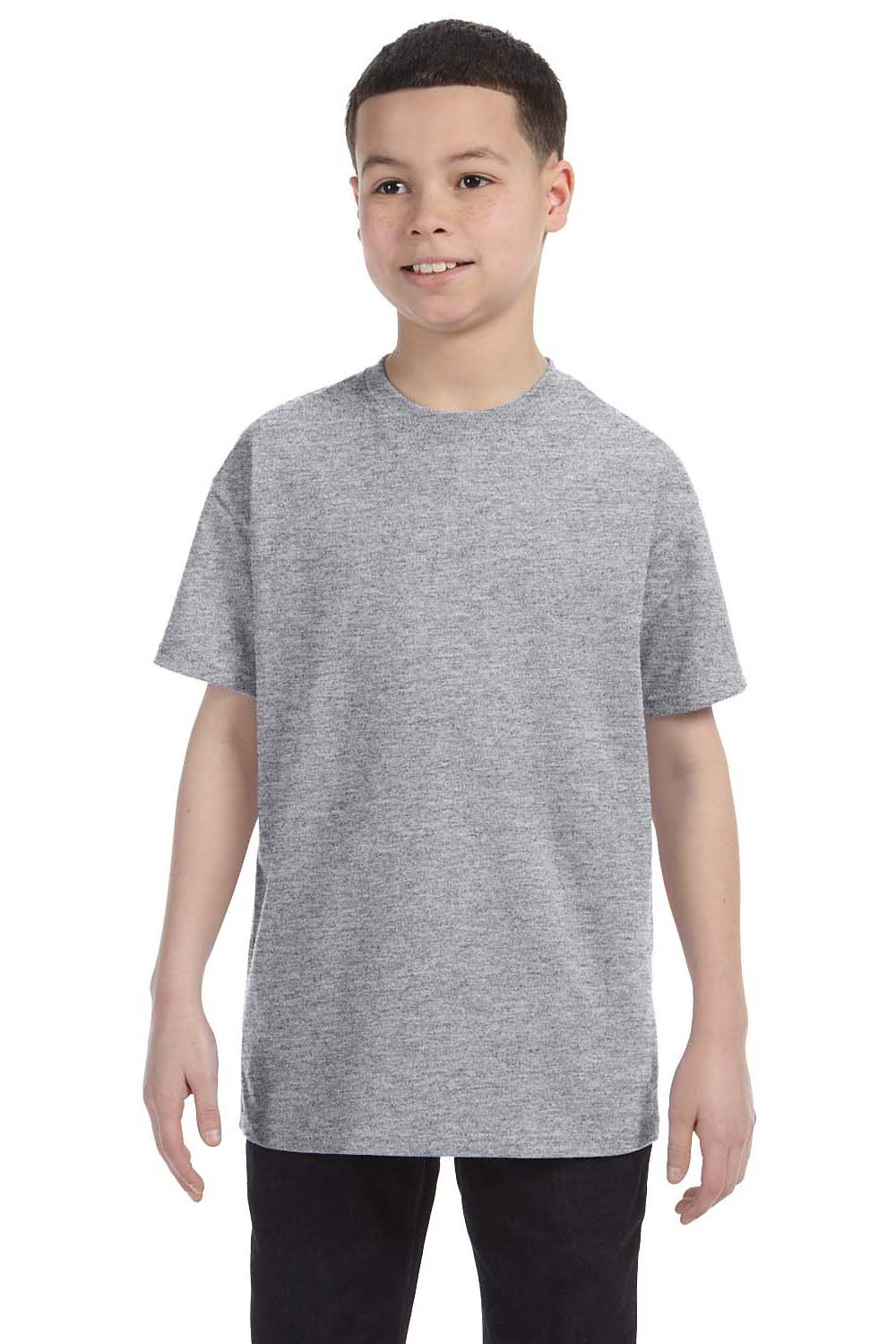 Jerzees 29B Youth Dri-Power Moisture Wicking Short Sleeve Crewneck T-Shirt Oxford Grey Front