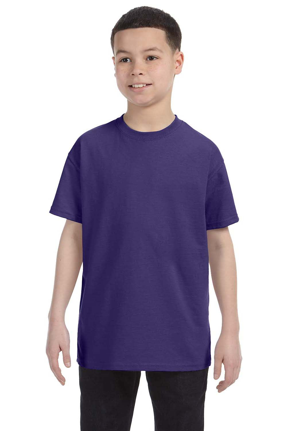 Jerzees 29B Youth Dri-Power Moisture Wicking Short Sleeve Crewneck T-Shirt Purple Front