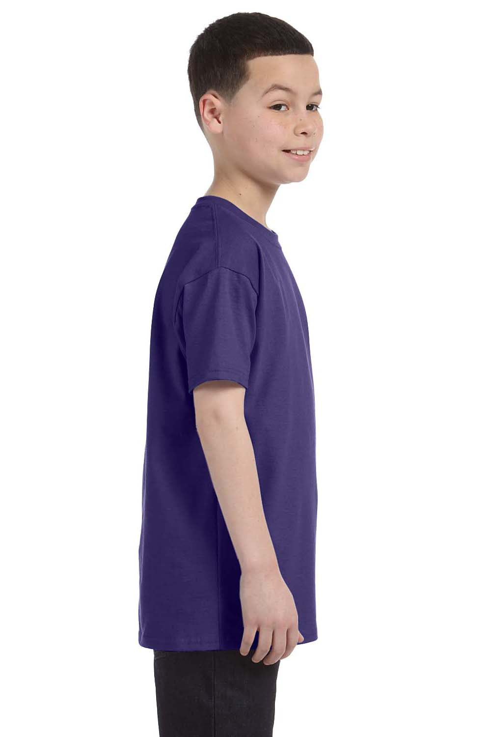 Jerzees 29B Youth Dri-Power Moisture Wicking Short Sleeve Crewneck T-Shirt Purple Side