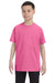 Jerzees 29B Youth Dri-Power Moisture Wicking Short Sleeve Crewneck T-Shirt Neon Pink Front