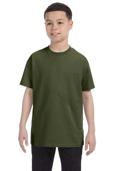 Jerzees 29B Youth Dri-Power Moisture Wicking Short Sleeve Crewneck T-Shirt Military Green Front