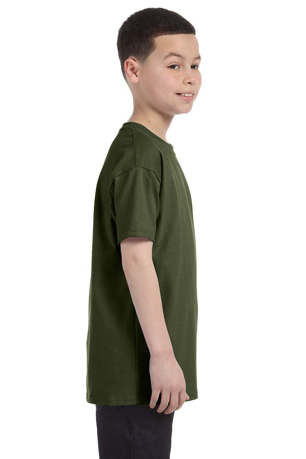 Jerzees 29B Youth Dri-Power Moisture Wicking Short Sleeve Crewneck T-Shirt Military Green Side