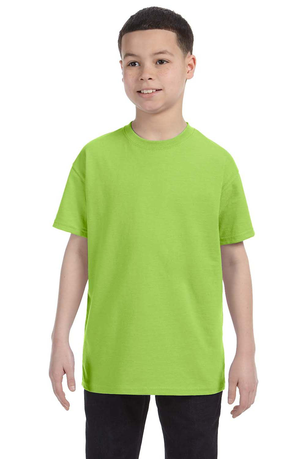 Jerzees 29B Youth Dri-Power Moisture Wicking Short Sleeve Crewneck T-Shirt Neon Green Front