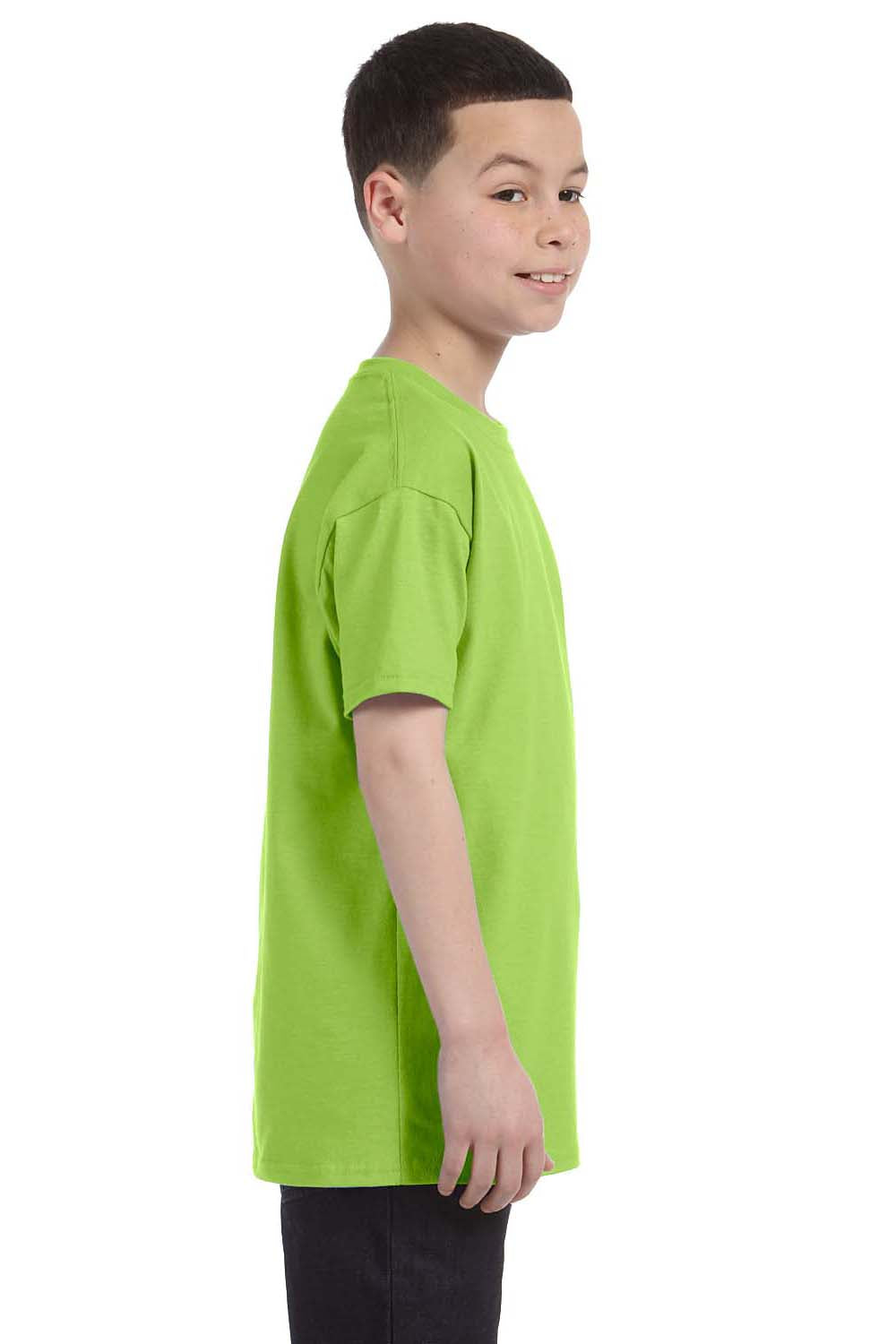 Jerzees 29B Youth Dri-Power Moisture Wicking Short Sleeve Crewneck T-Shirt Neon Green Side