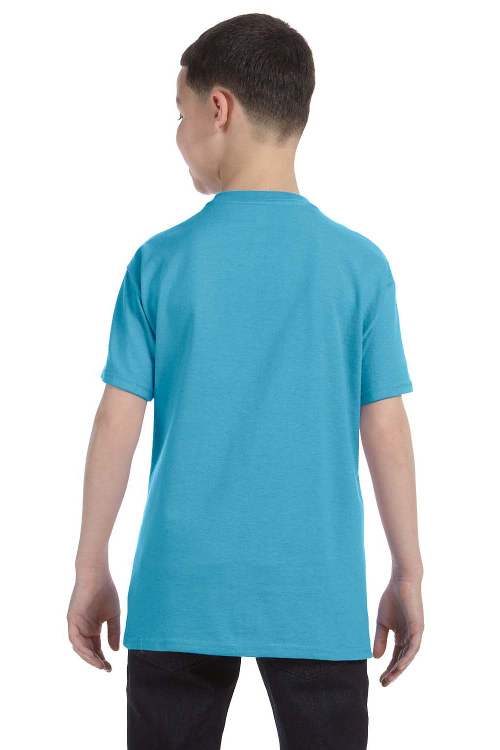 Jerzees 29B Youth Dri-Power Moisture Wicking Short Sleeve Crewneck T-Shirt Aquatic Blue Back