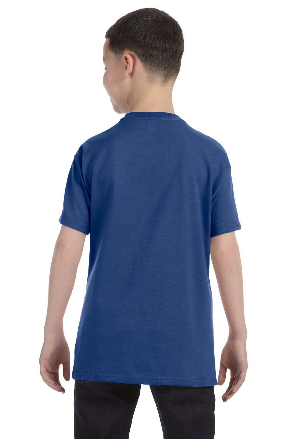 Jerzees 29B Youth Dri-Power Moisture Wicking Short Sleeve Crewneck T-Shirt Heather Blue Back