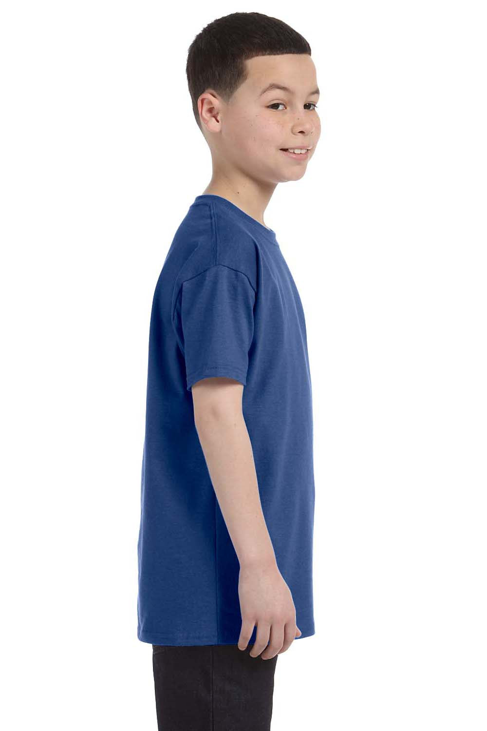 Jerzees 29B Youth Dri-Power Moisture Wicking Short Sleeve Crewneck T-Shirt Heather Blue Side