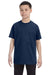 Jerzees 29B Youth Dri-Power Moisture Wicking Short Sleeve Crewneck T-Shirt Heather Navy Blue Front