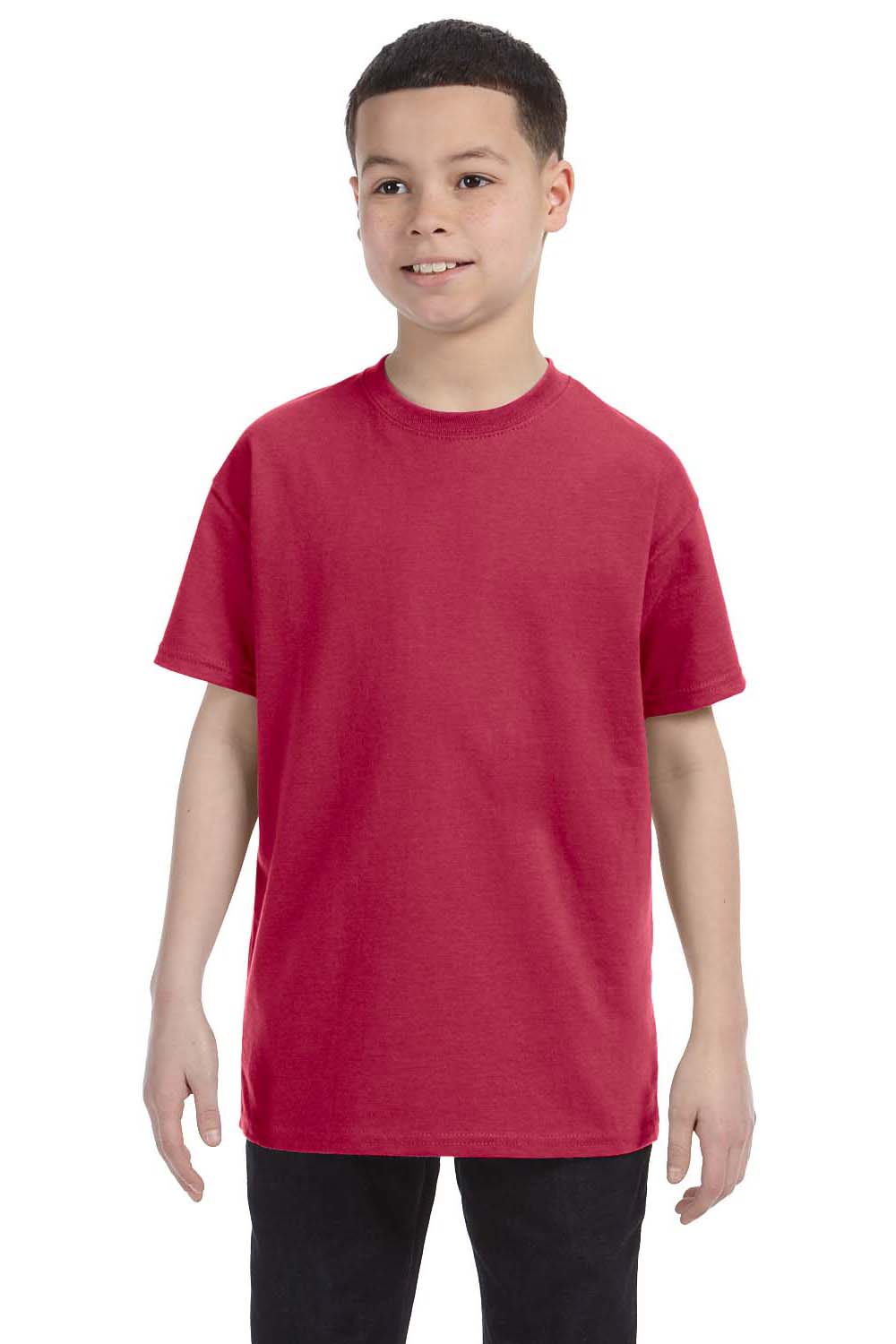 Jerzees 29B Youth Dri-Power Moisture Wicking Short Sleeve Crewneck T-Shirt Heather Red Front