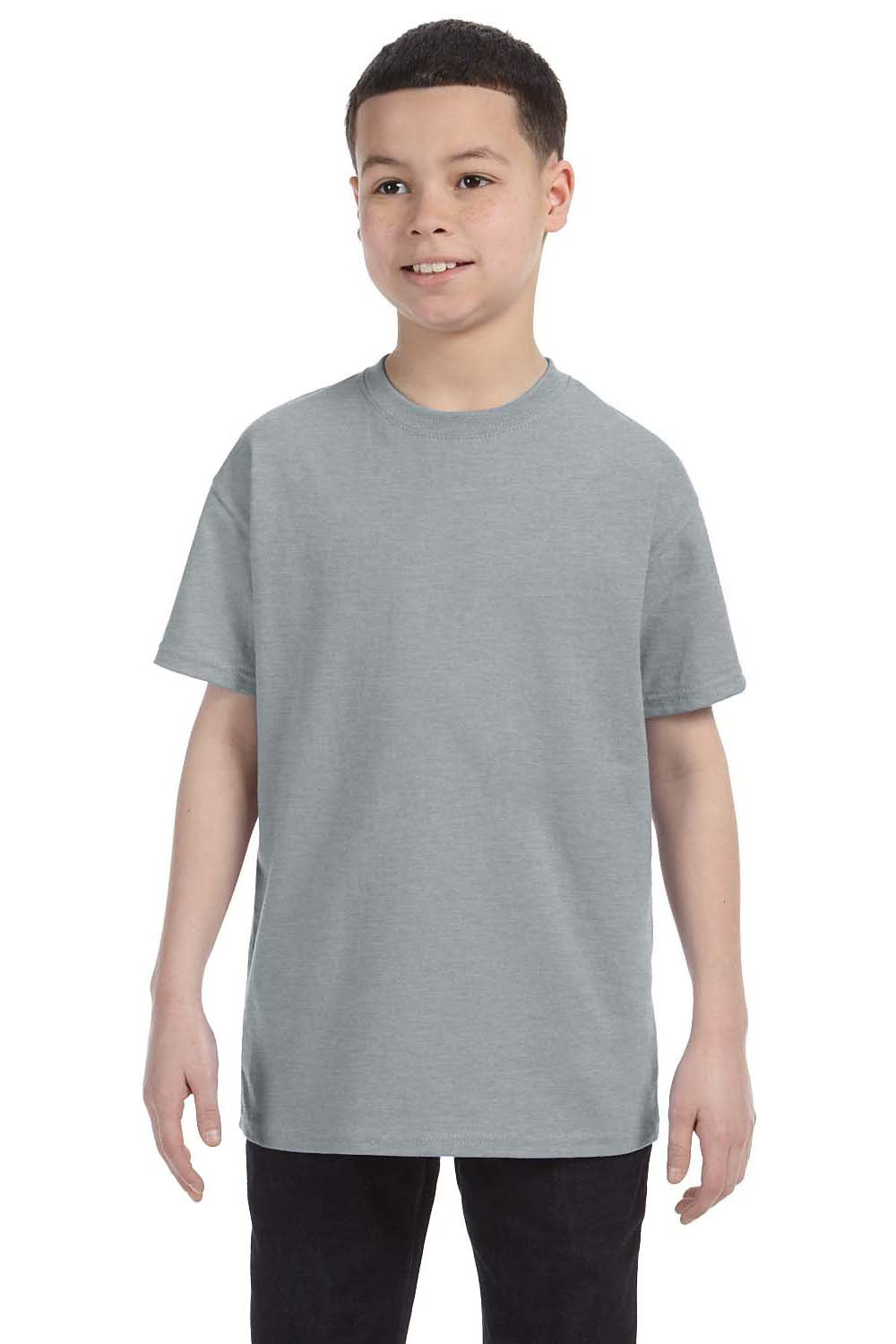 Jerzees 29B Youth Dri-Power Moisture Wicking Short Sleeve Crewneck T-Shirt Heather Grey Front