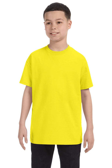 Jerzees 29B Youth Dri-Power Moisture Wicking Short Sleeve Crewneck T-Shirt Neon Yellow Front