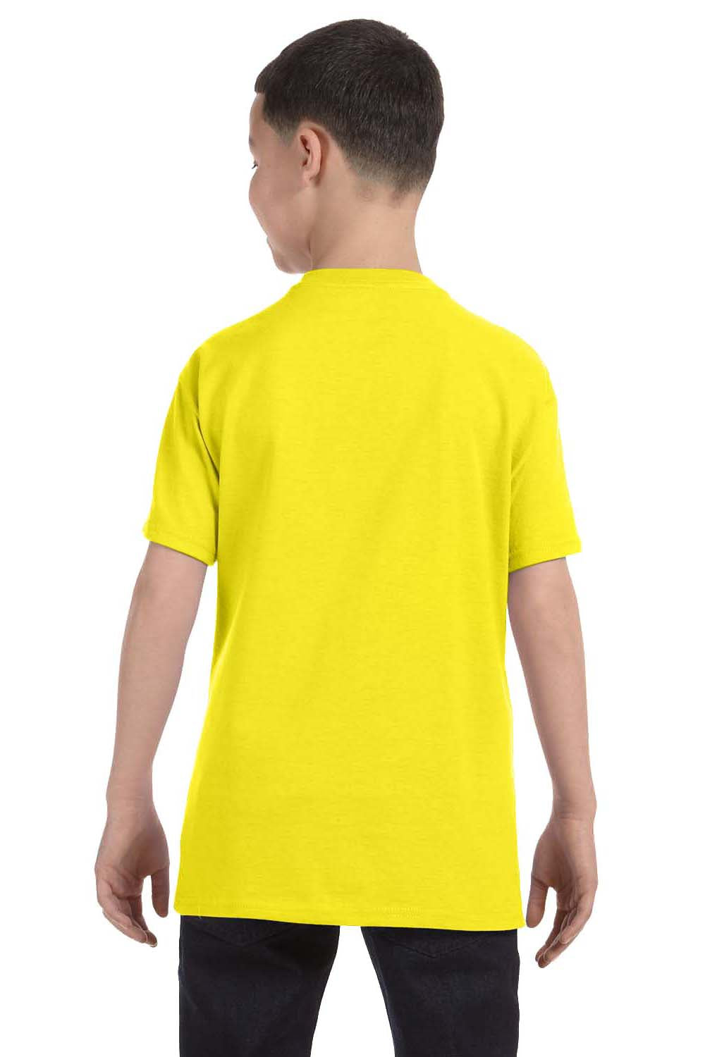 Jerzees 29B Youth Dri-Power Moisture Wicking Short Sleeve Crewneck T-Shirt Neon Yellow Back