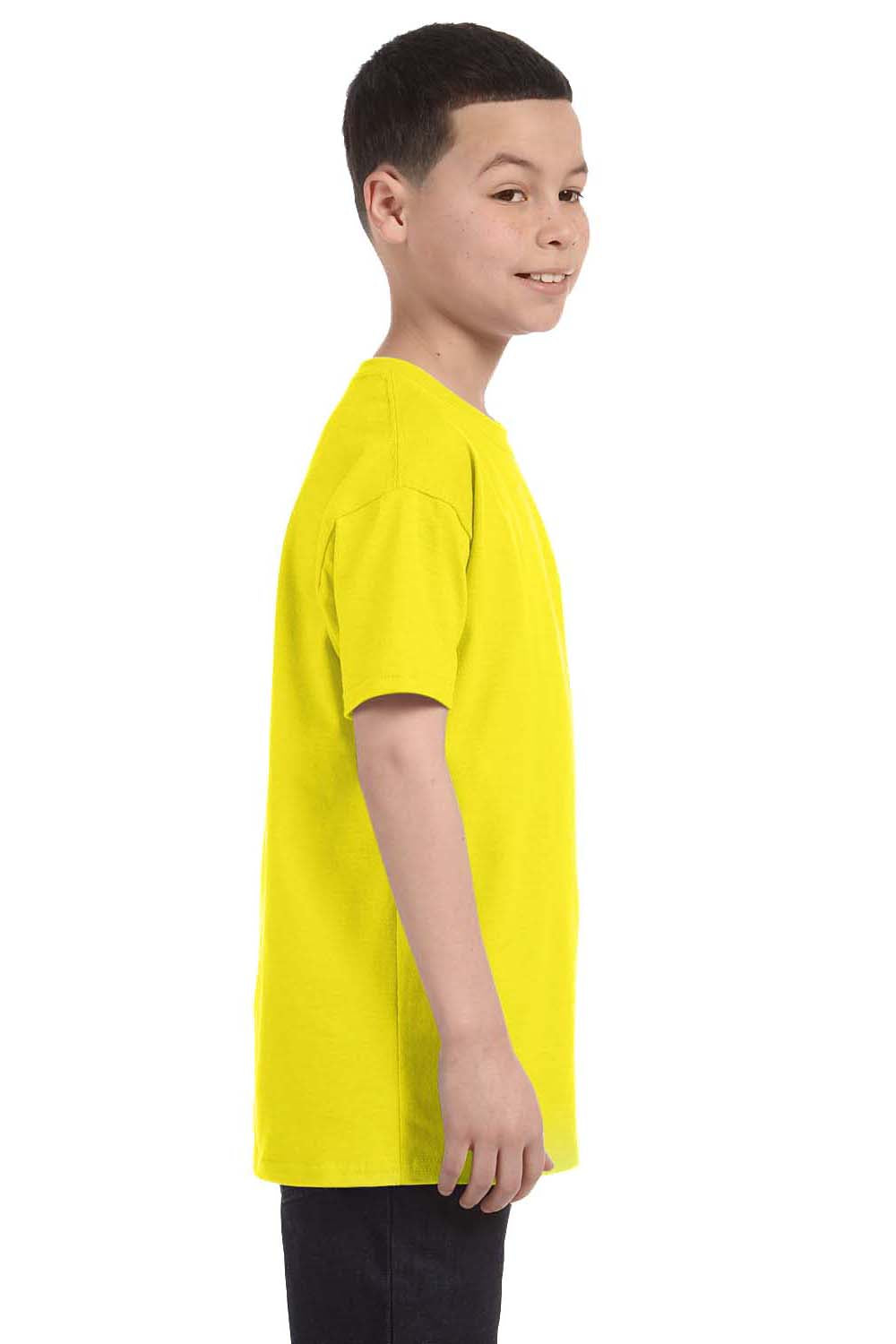 Jerzees 29B Youth Dri-Power Moisture Wicking Short Sleeve Crewneck T-Shirt Neon Yellow Side