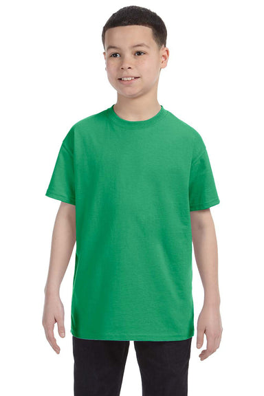 Jerzees 29B/29BR Youth Dri-Power Moisture Wicking Short Sleeve Crewneck T-Shirt Heather Irish Green Front
