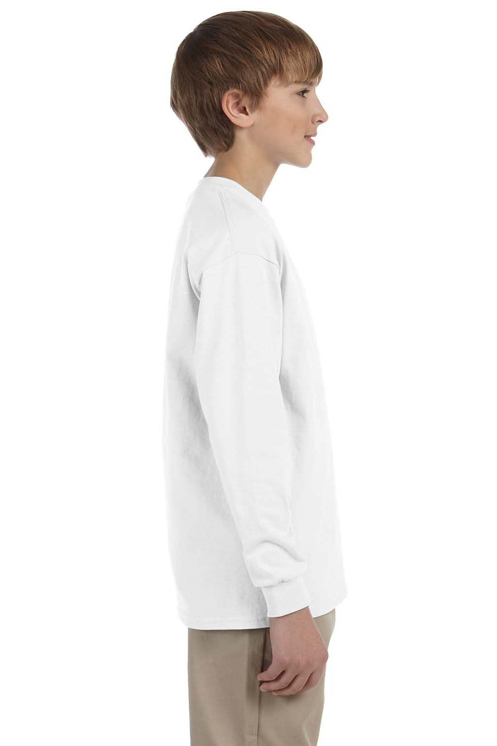 Jerzees 29BL Youth Dri-Power Moisture Wicking Long Sleeve Crewneck T-Shirt White Side