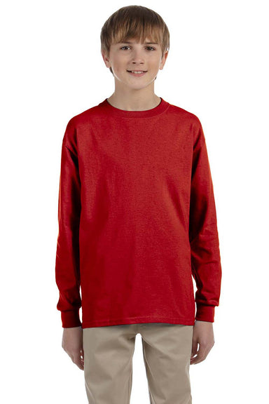 Jerzees 29BL Youth Dri-Power Moisture Wicking Long Sleeve Crewneck T-Shirt Red Front