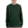 Jerzees Youth Dri-Power Moisture Wicking Long Sleeve Crewneck T-Shirt - Forest Green