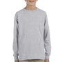 Jerzees Youth Dri-Power Moisture Wicking Long Sleeve Crewneck T-Shirt - Oxford Grey