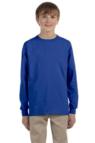 Jerzees 29BL Youth Dri-Power Moisture Wicking Long Sleeve Crewneck T-Shirt Royal Blue Front