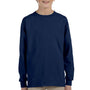 Jerzees Youth Dri-Power Moisture Wicking Long Sleeve Crewneck T-Shirt - Navy Blue