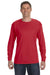 Jerzees 29L Mens Dri-Power Moisture Wicking Long Sleeve Crewneck T-Shirt Red Front