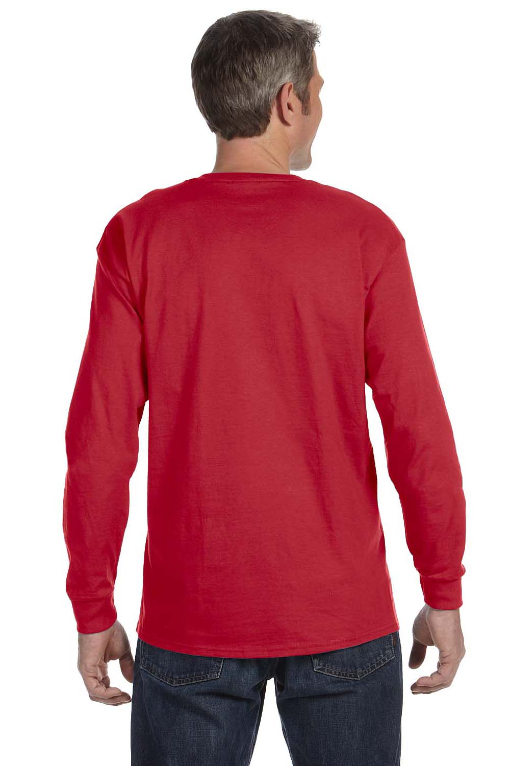 Jerzees 29L Mens Dri-Power Moisture Wicking Long Sleeve Crewneck T-Shirt Red Back