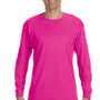 Jerzees Mens Dri-Power Moisture Wicking Long Sleeve Crewneck T-Shirt - Cyber Pink