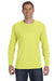 Jerzees 29L Mens Dri-Power Moisture Wicking Long Sleeve Crewneck T-Shirt Safety Green Front