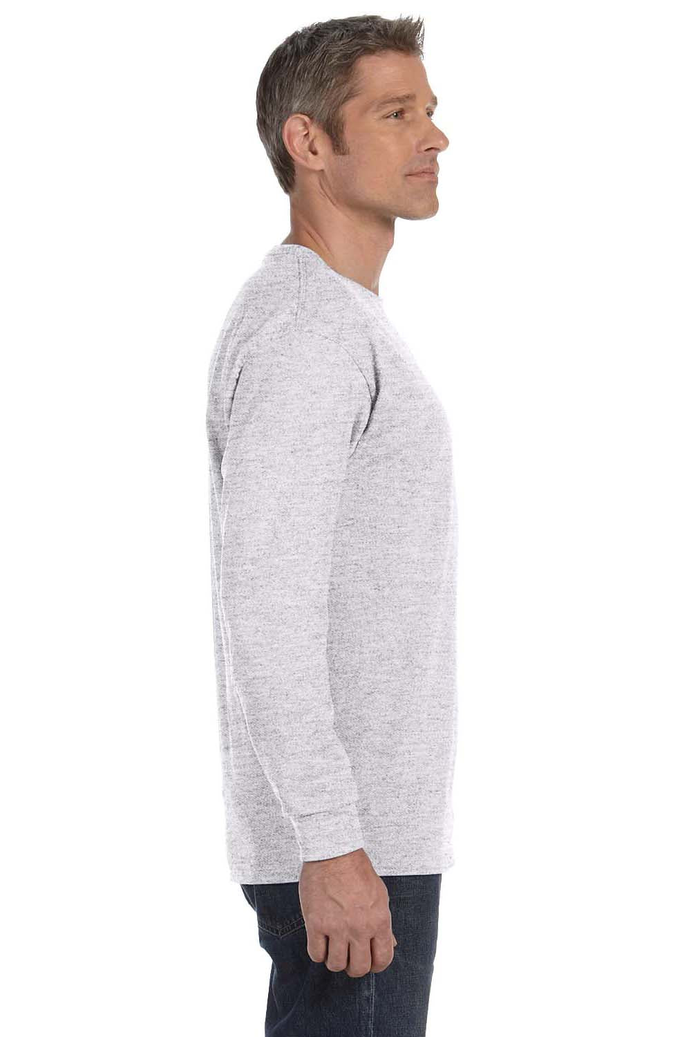 Jerzees 29L Mens Dri-Power Moisture Wicking Long Sleeve Crewneck T-Shirt Ash Grey Side