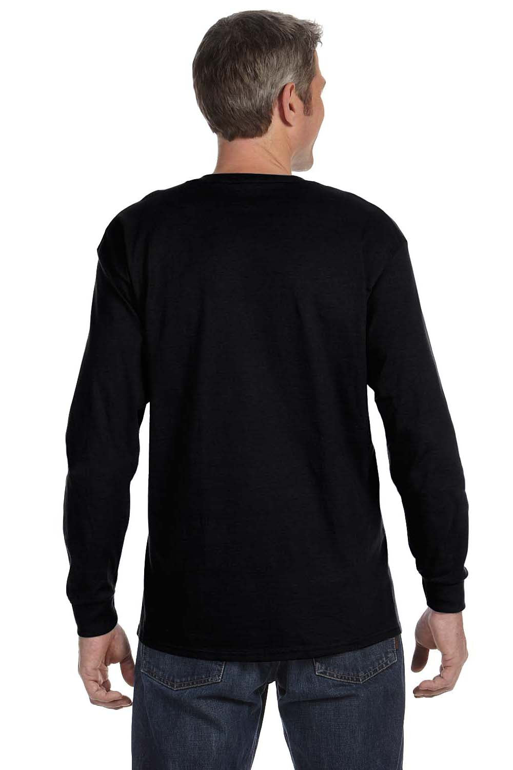 Jerzees 29L Mens Dri-Power Moisture Wicking Long Sleeve Crewneck T-Shirt Black Back